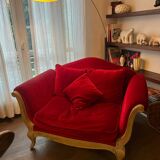 Red velvet sofa