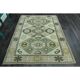 1970s vintage Turkish Oushak handmade wool cotton green area rug 164x207