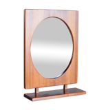 Round wall mirror with teak shelf by Pedersen & Hansen