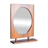 Round wall mirror with teak shelf by Pedersen & Hansen