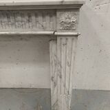 Louis XVI Style Fireplace in White Veined Carrara Marble, 19th Century