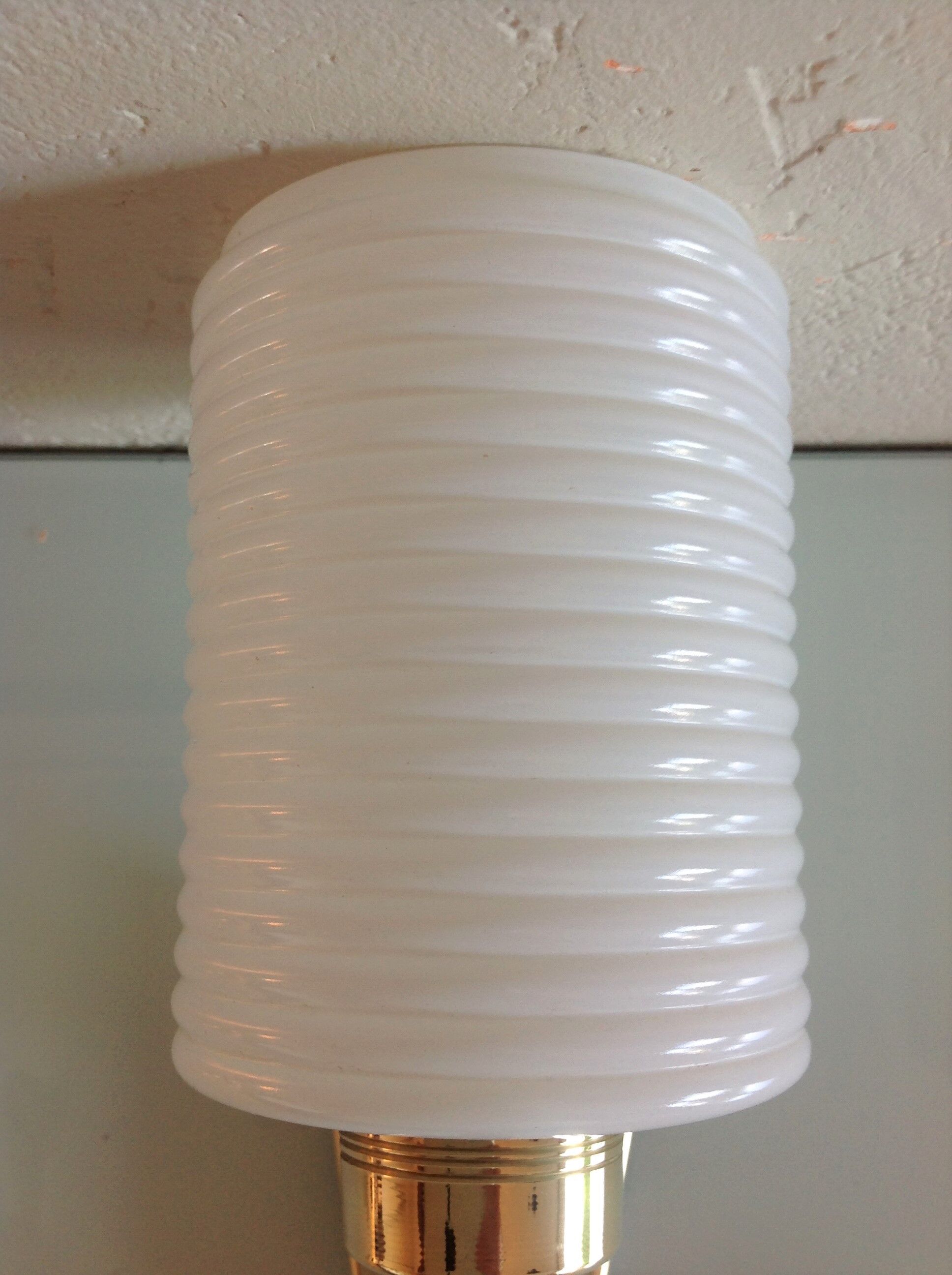 Brass and opaline wall lamp white / vintage 60s-70s