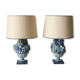 Italian carved wood & stucco table lamps, 1960s, set of 2