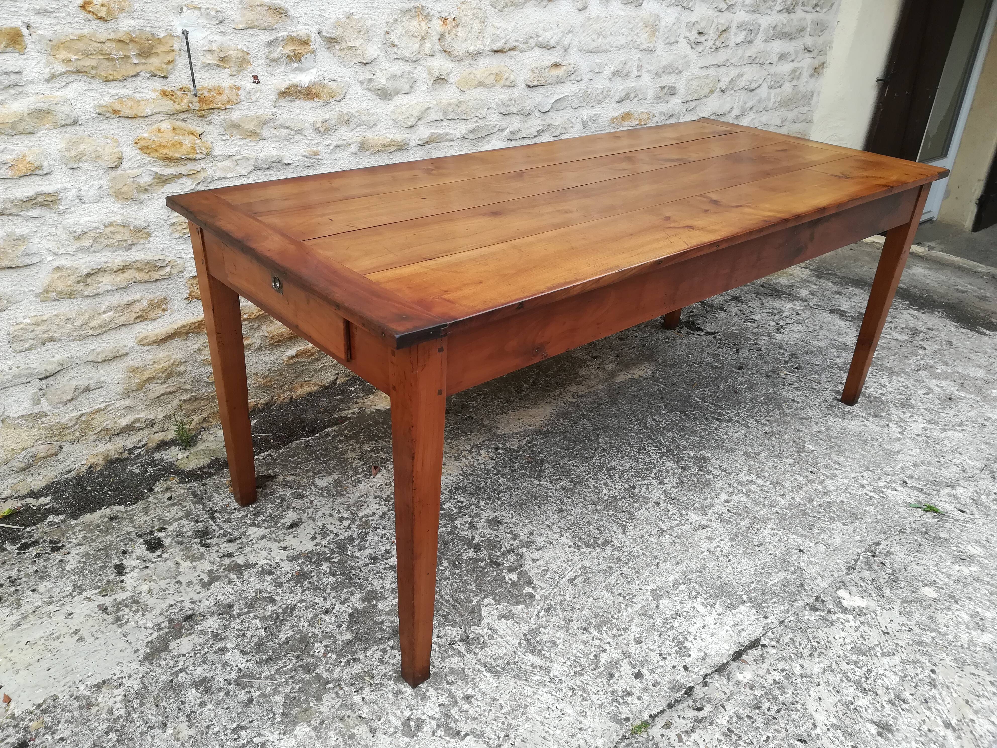 Farm table in solid cherry tree