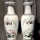 Pair of baluster vases with bird decoration in chinese porcelain