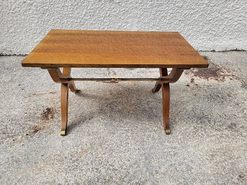Table basse style bateau en acajou blond
