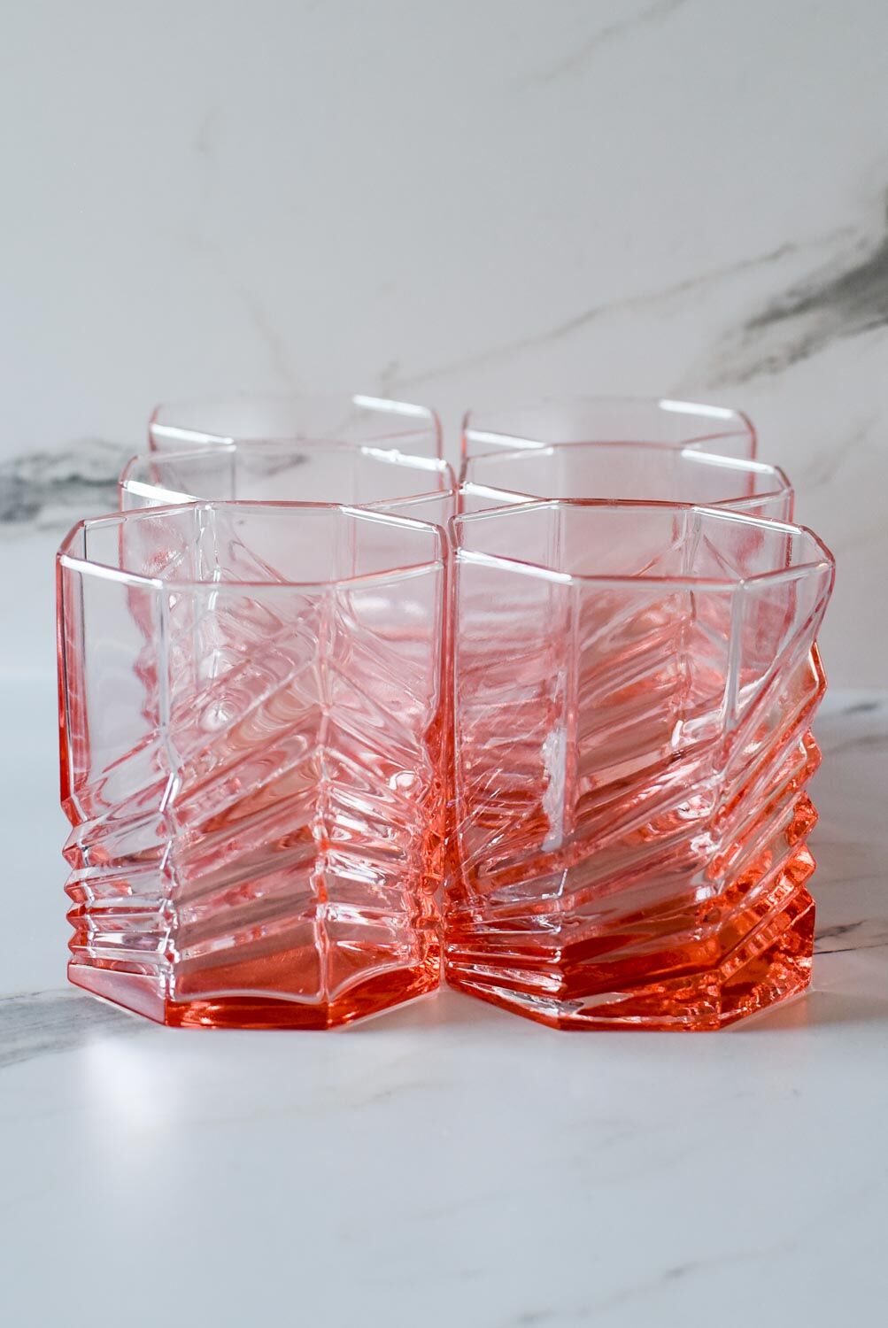Pink crystal whisky glasses