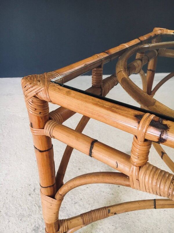 Mid-Century Chippendale Bamboo Dining Table, Italy, 1960s