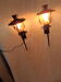Pair of vintage torch wall lamps