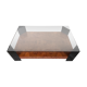 Table basse en placage de loupe d'orme circa 1980