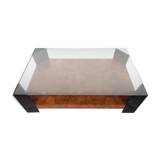 Elm magnifying glass low table circa 1980