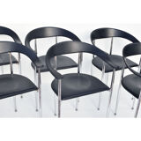 6 chairs chrome and leather 70s