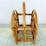 Vintage rattan magazine rack