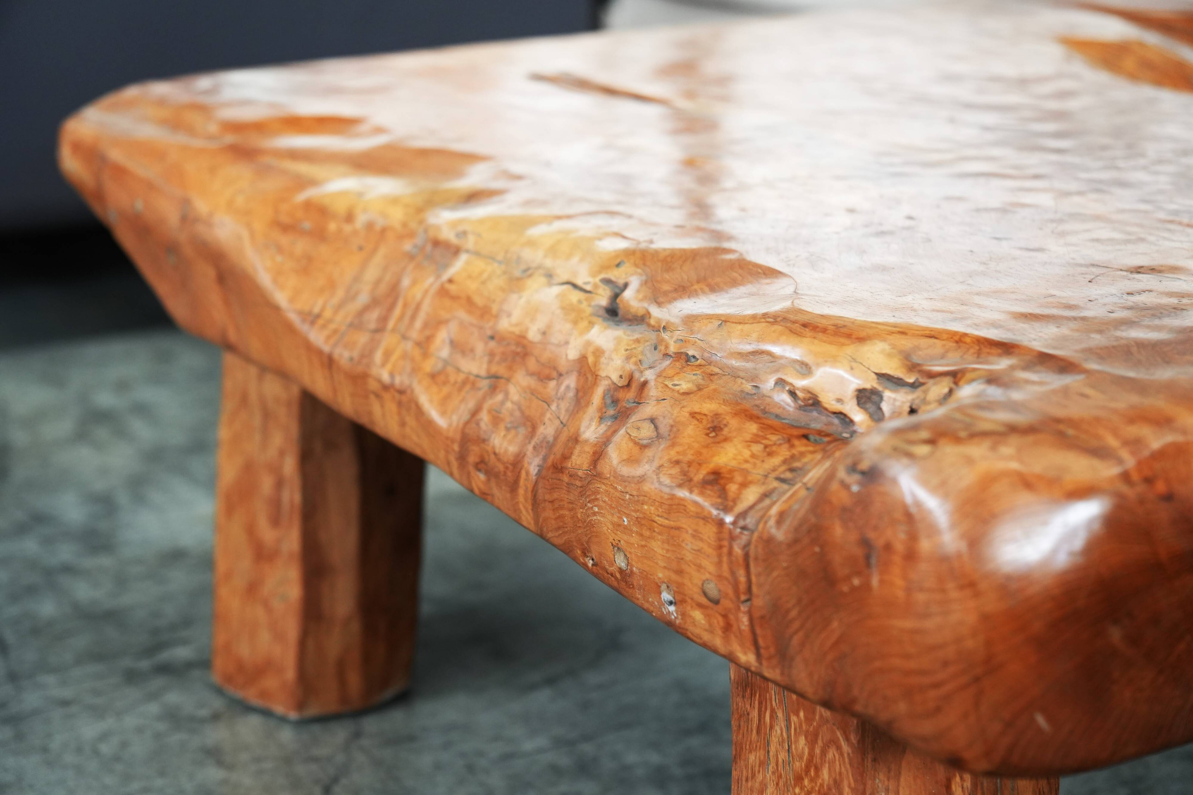 One-of-a-Kind Handcrafted Solid Oak Table – Organic Shape & Warm Patina