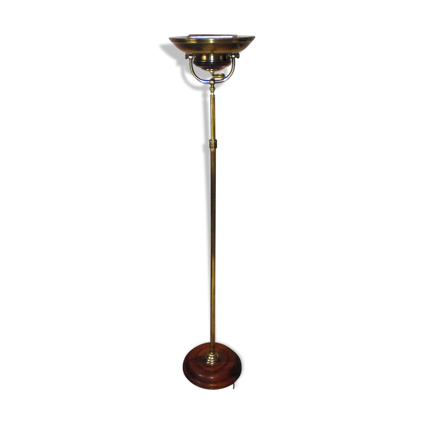 Golden brass halogen lamp and italian relco wood