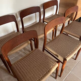 Lot de 6 chaises Niels Otto Moller n° 75 en teck