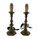 Pair of antique style bronze bedside lamps