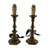 Pair of antique style bronze bedside lamps