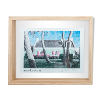 Framed Risography poster, 27 x 22, limited edition 100ex., cotton paper 130 grams - Belle-Île