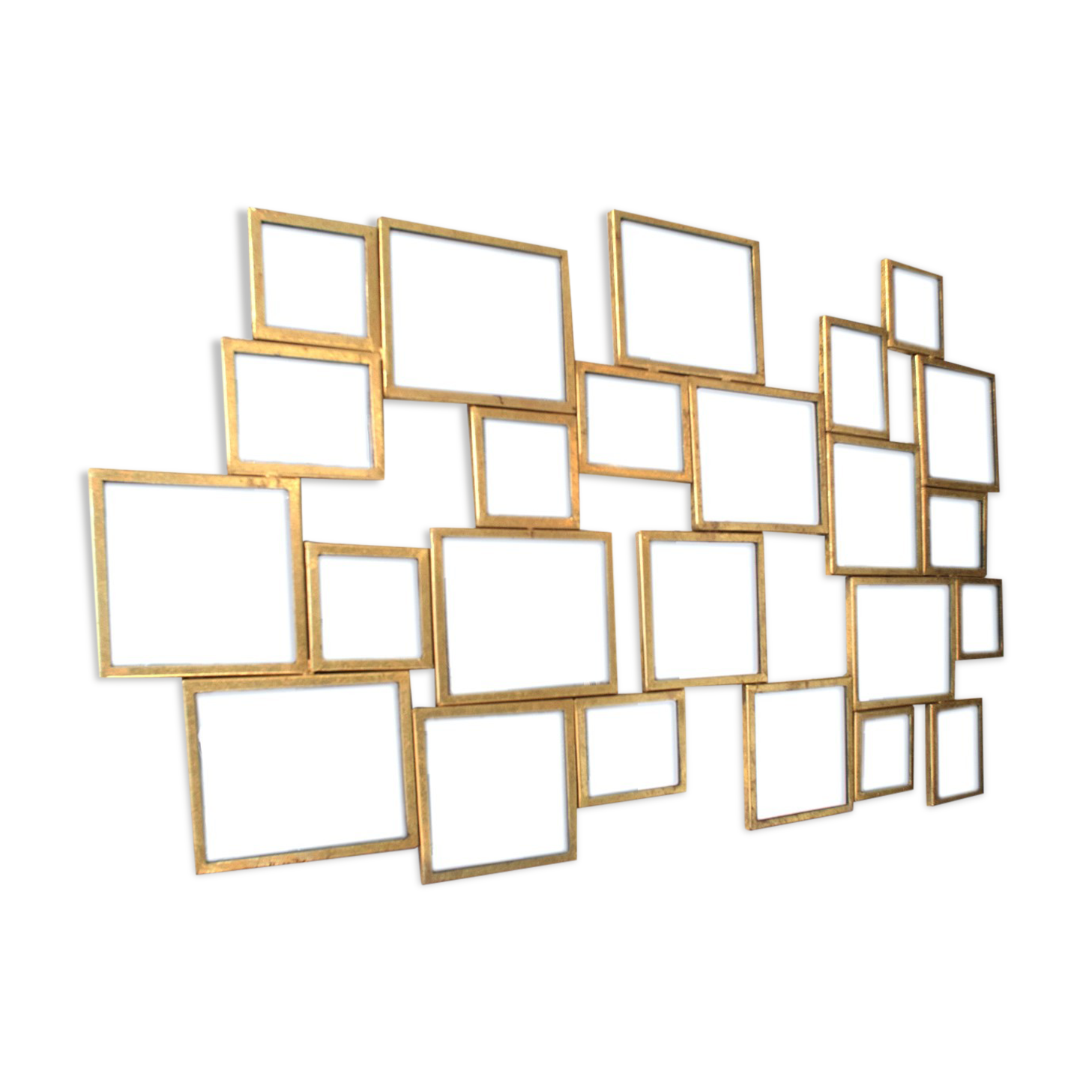 Mirror in gilded metal with leaf. in the taste of Marc du Plantier