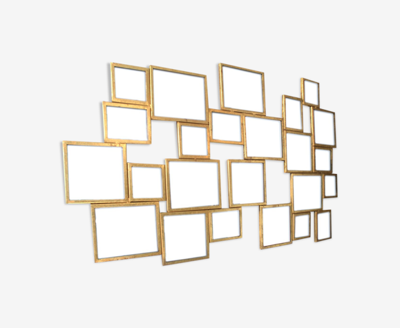 Miroir en métal doré à la feuille 106x63cm