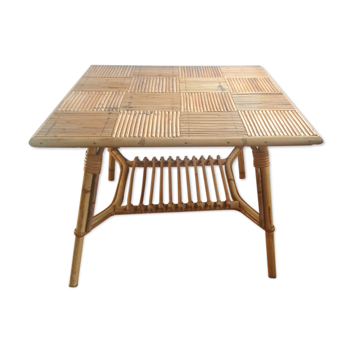 Table low rattan bamboo