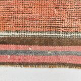 3x11 Crimson & Grey Boho Hallway Rug, Handmade Turkish Wool Rug, 93x342Cm