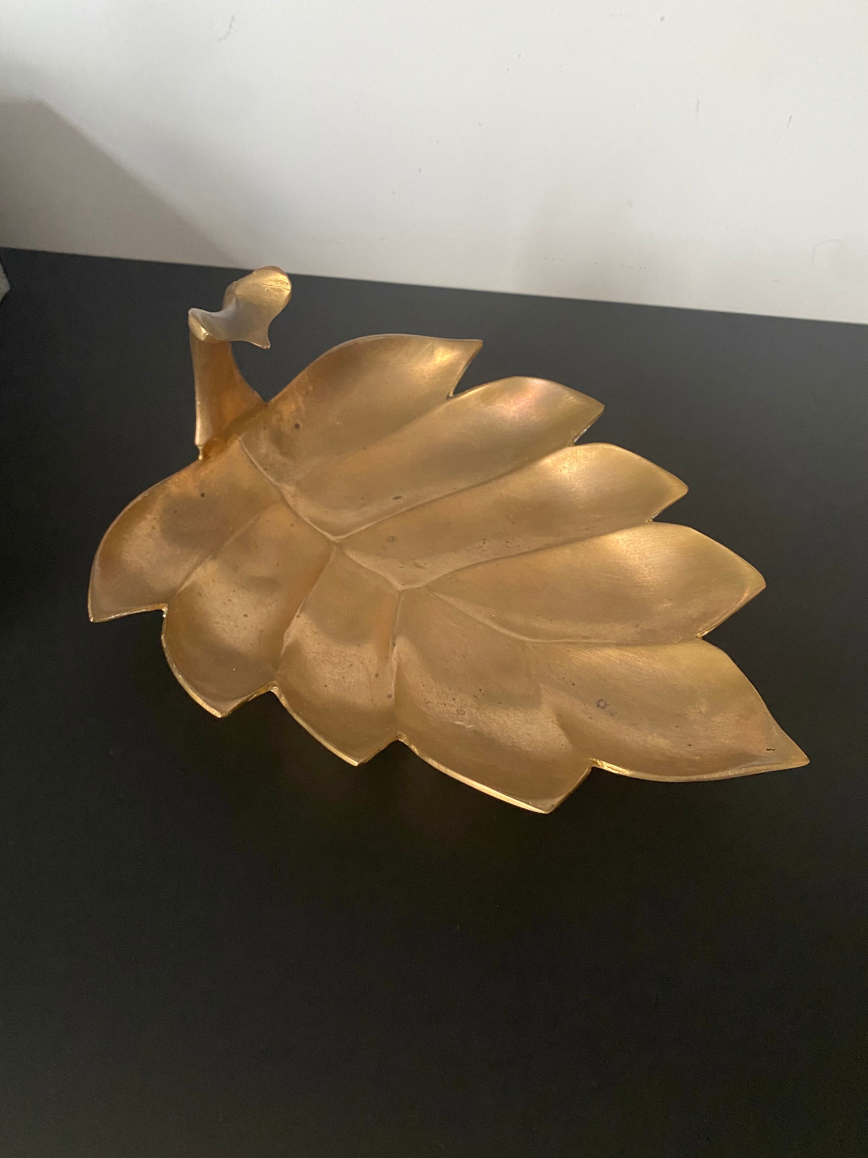 Vide poche XXL laiton feuille