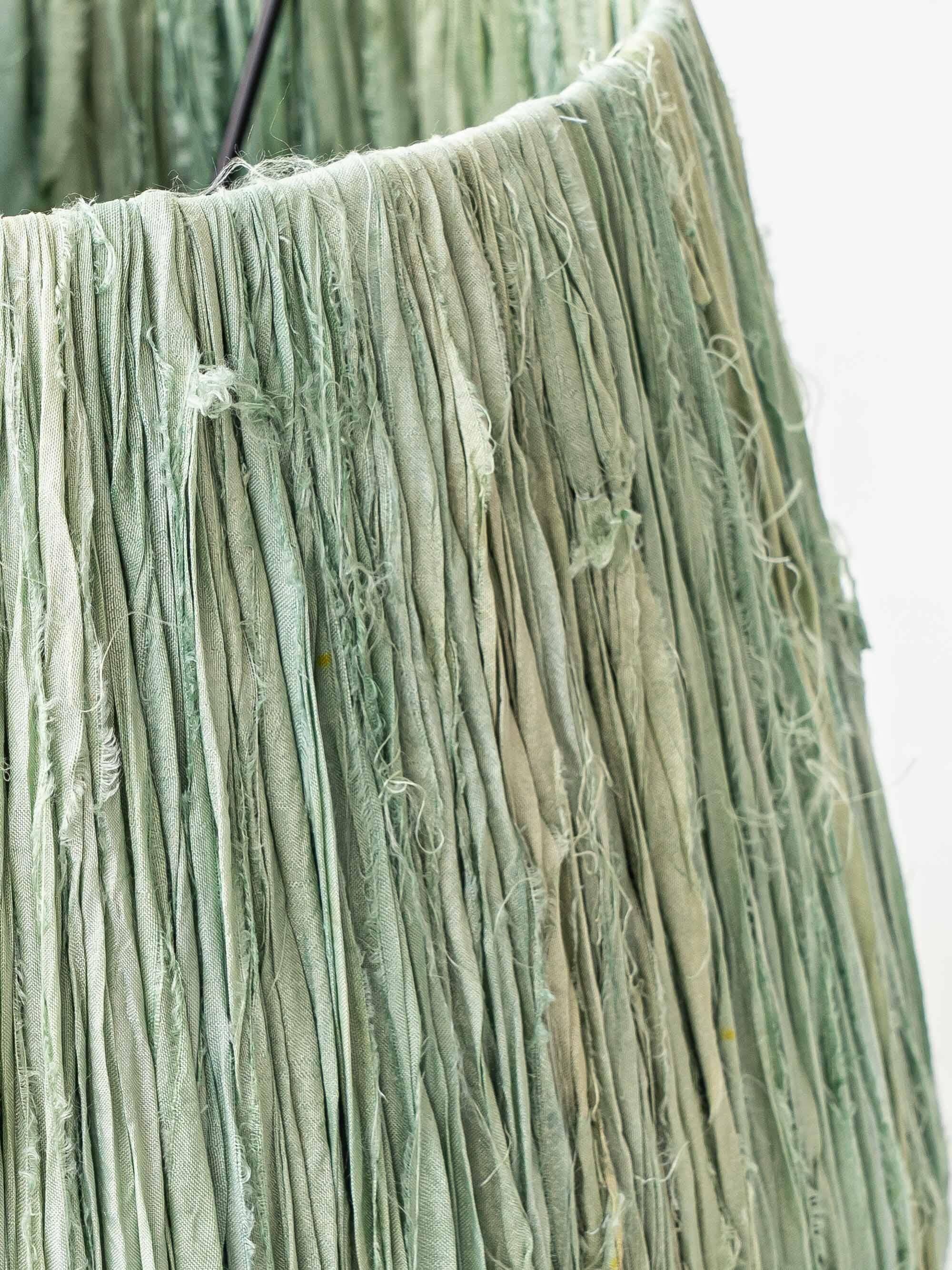 Art Deco Japonisme ceramic table lamp, 1928, new silk sari ribbon lampshade.