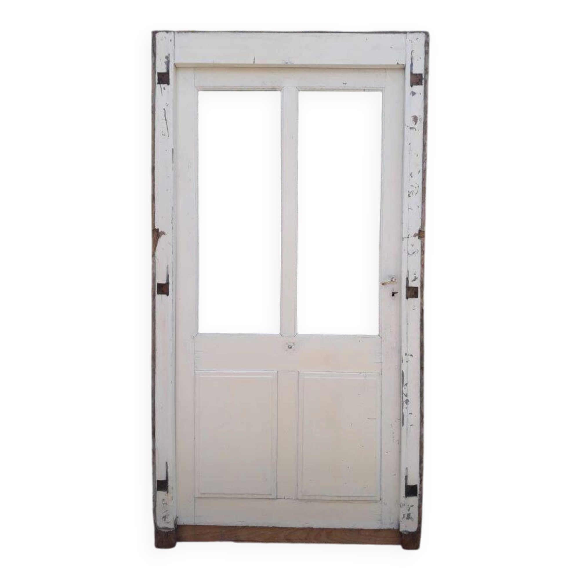 Old glazed door 211.5x105.5cm and its entrance door frame.