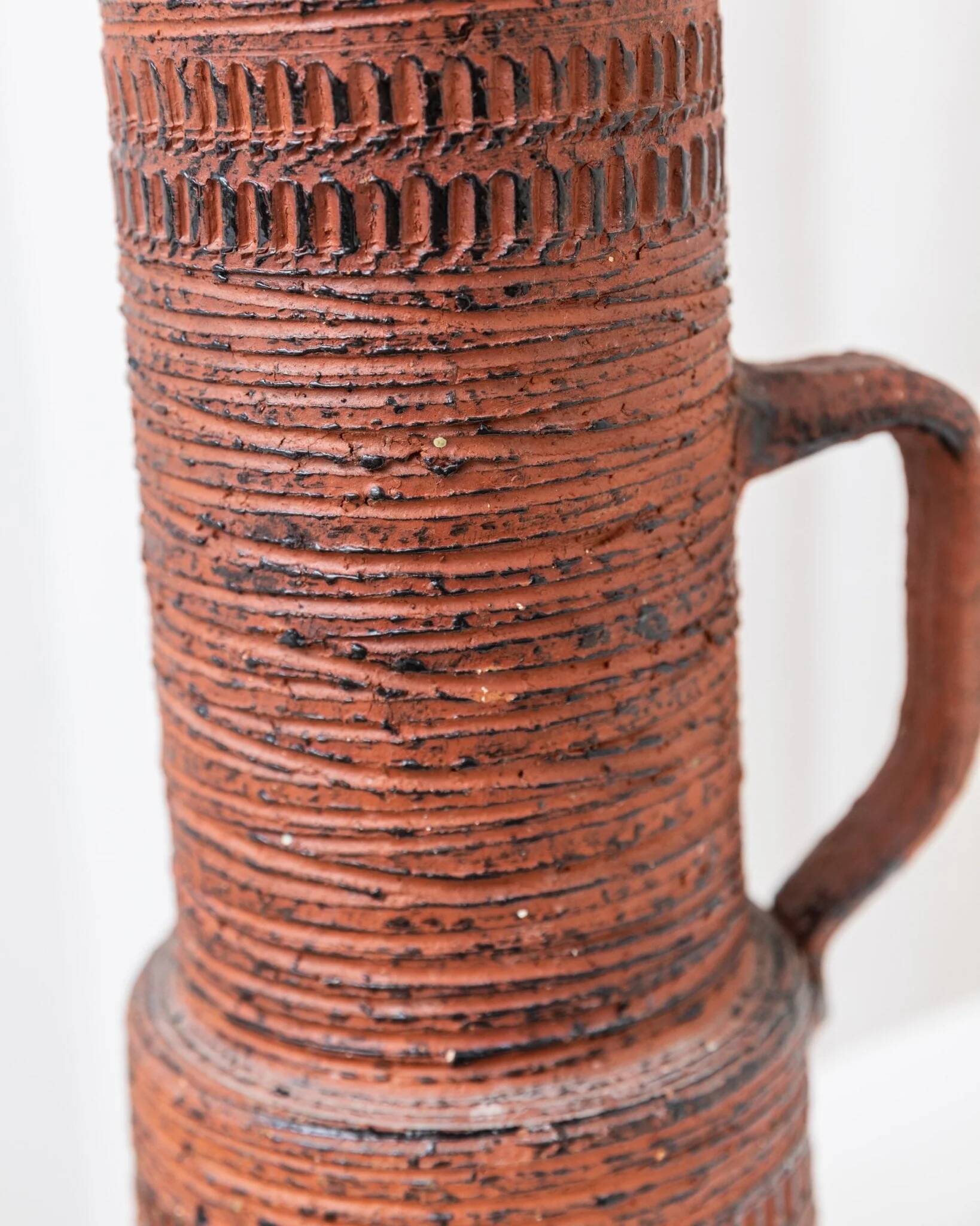Vase chamotte XL de style brutalisme mid-century en céramique rouge-brun terreux par Spara Keramik, Allemagne, années 1960.
