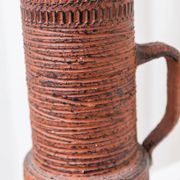XL Mid-Century Brutalist Chamotte Vase in earthy red-brown ceramic by Spara Keramik, Germany 1960s