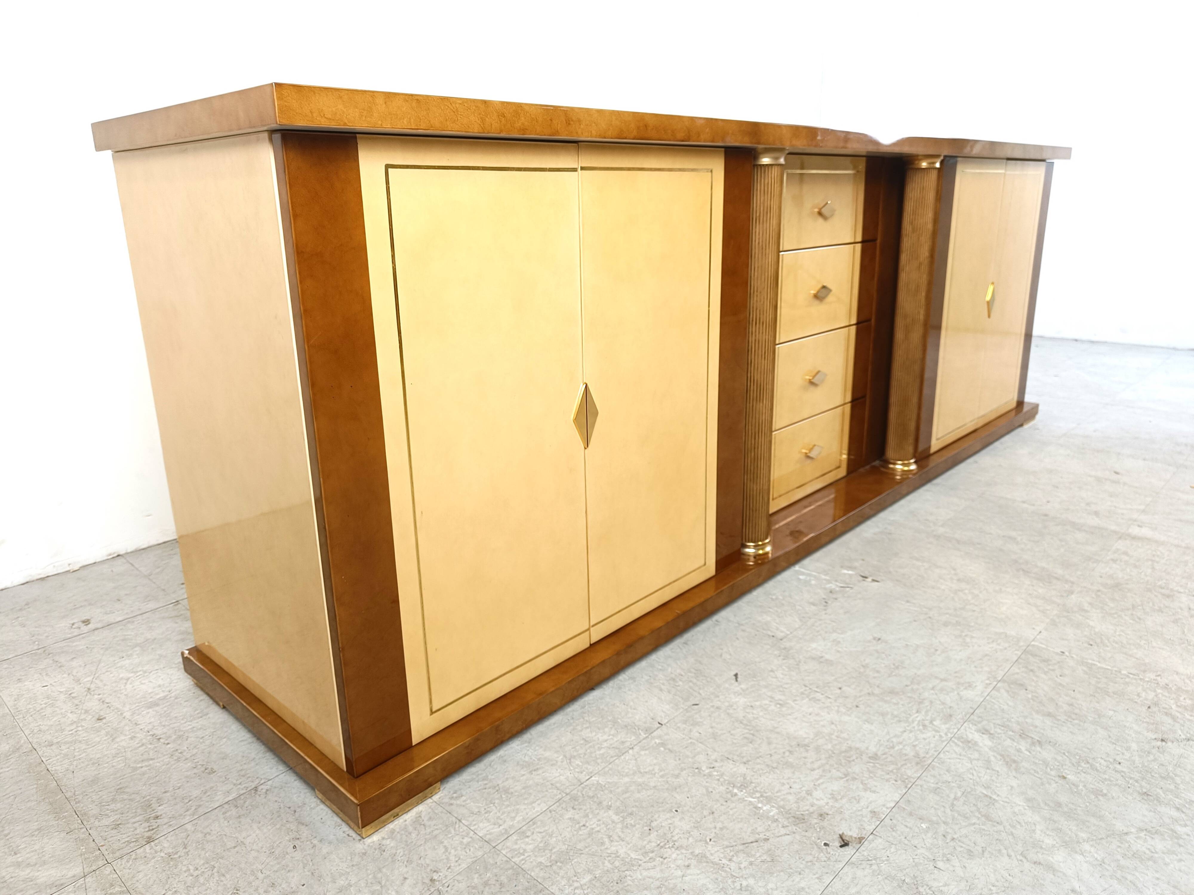 Vintage lacquered goatskin credenza, 1970s