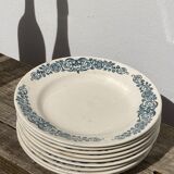 Set of 8 flat plates iron earth model Longchamp Alésia