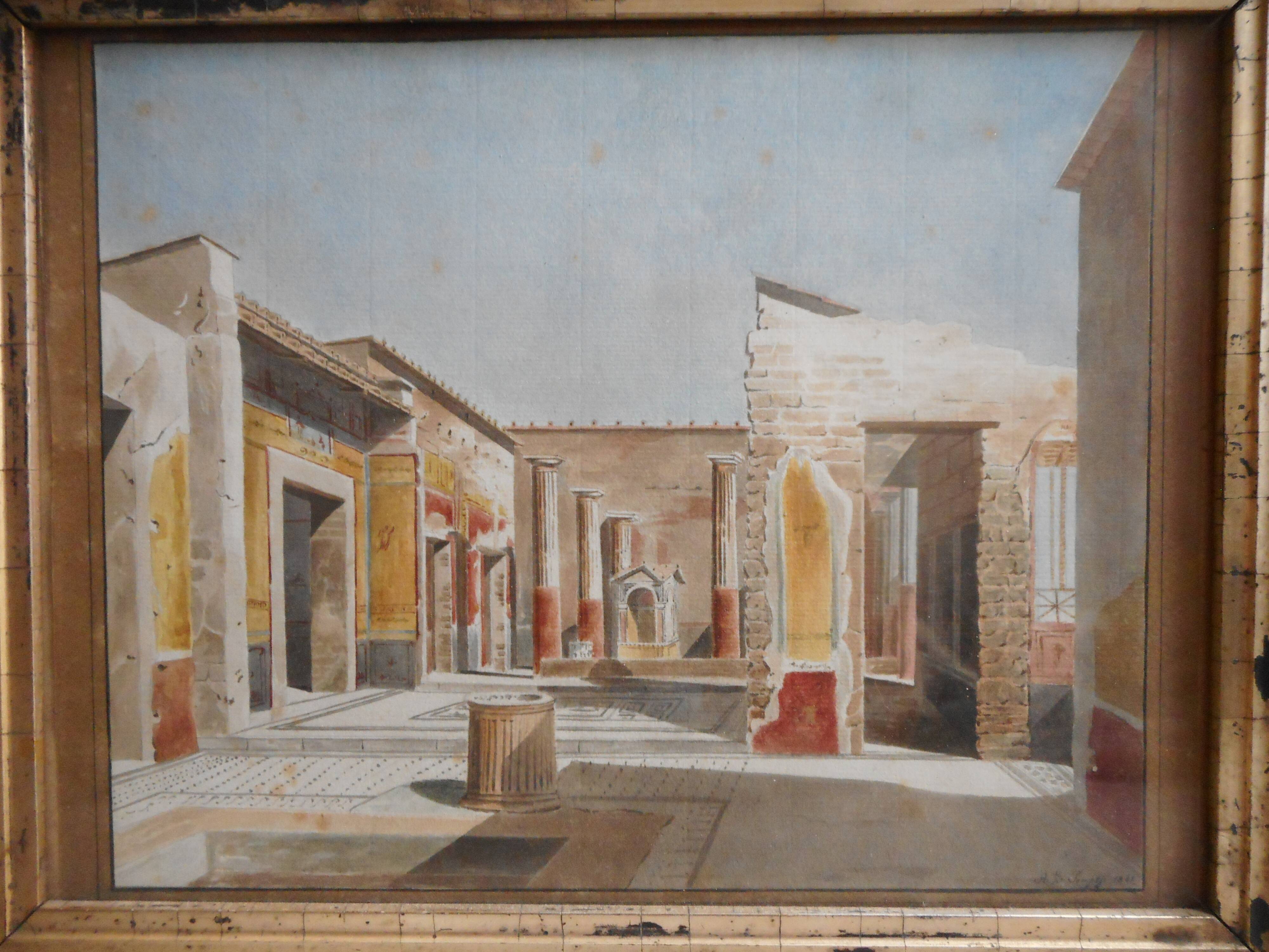 Watercolor nineteenth of the ruins of Pompeii.