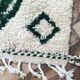 Handwoven Berber rug in green and white, 100x200 cm.