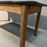 Oak farmhouse table, black top