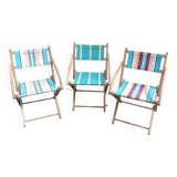 3 antique folding garden armchairs