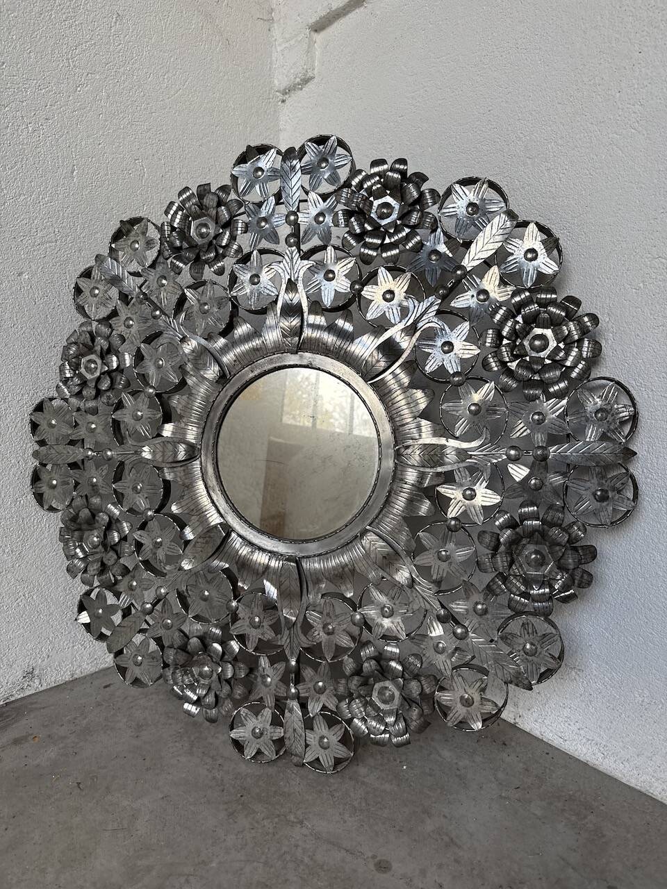 Vintage Mexican metal large mirror