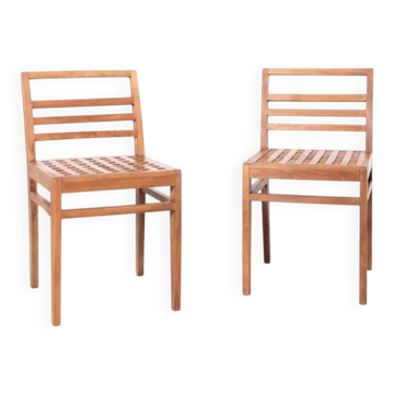 Paire de chaises caillebotis modèle 103, 1941, René Gabriel