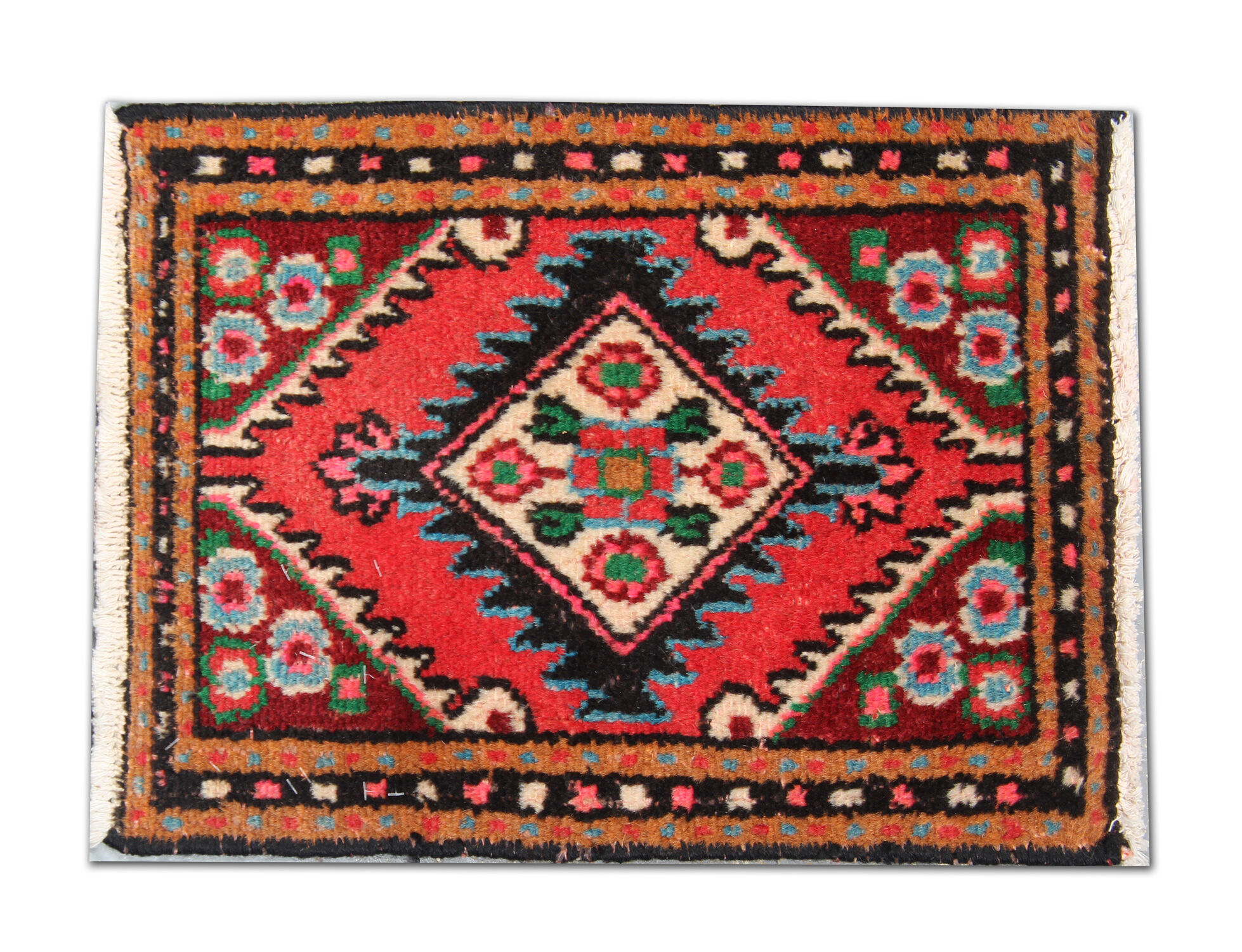 Vintage persian rug, handwoven oriental area carpet mat- 37x55cm