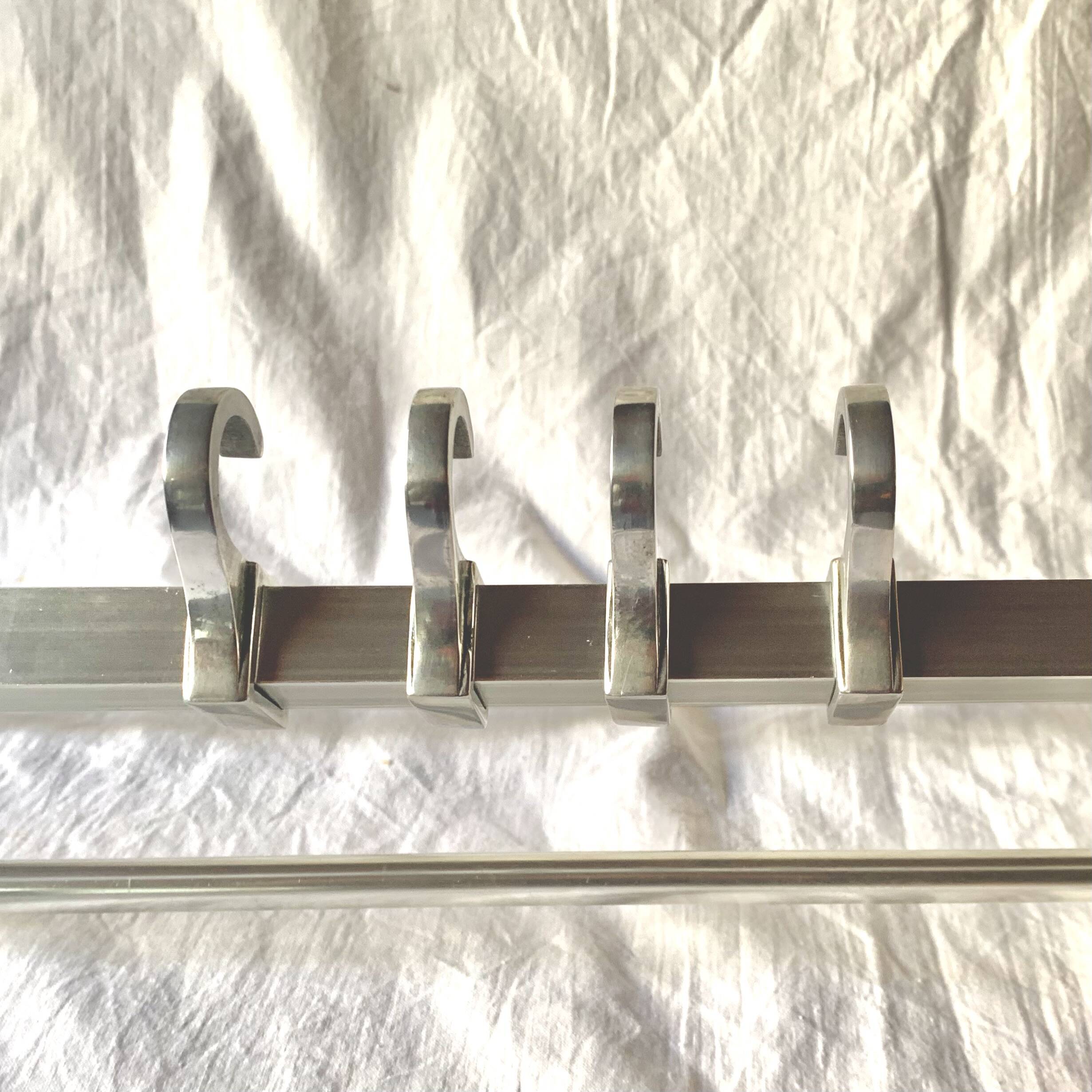Large vintage aluminum wall coat rack