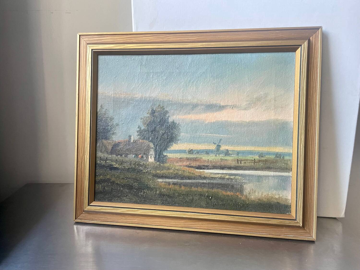 Vintage Landscape oil on canvas With Wooden frame