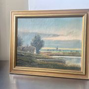 Vintage Landscape oil on canvas With Wooden frame