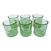 Années 1970 (lot 2) 6 verres à orangeade Verre bullé et coloré