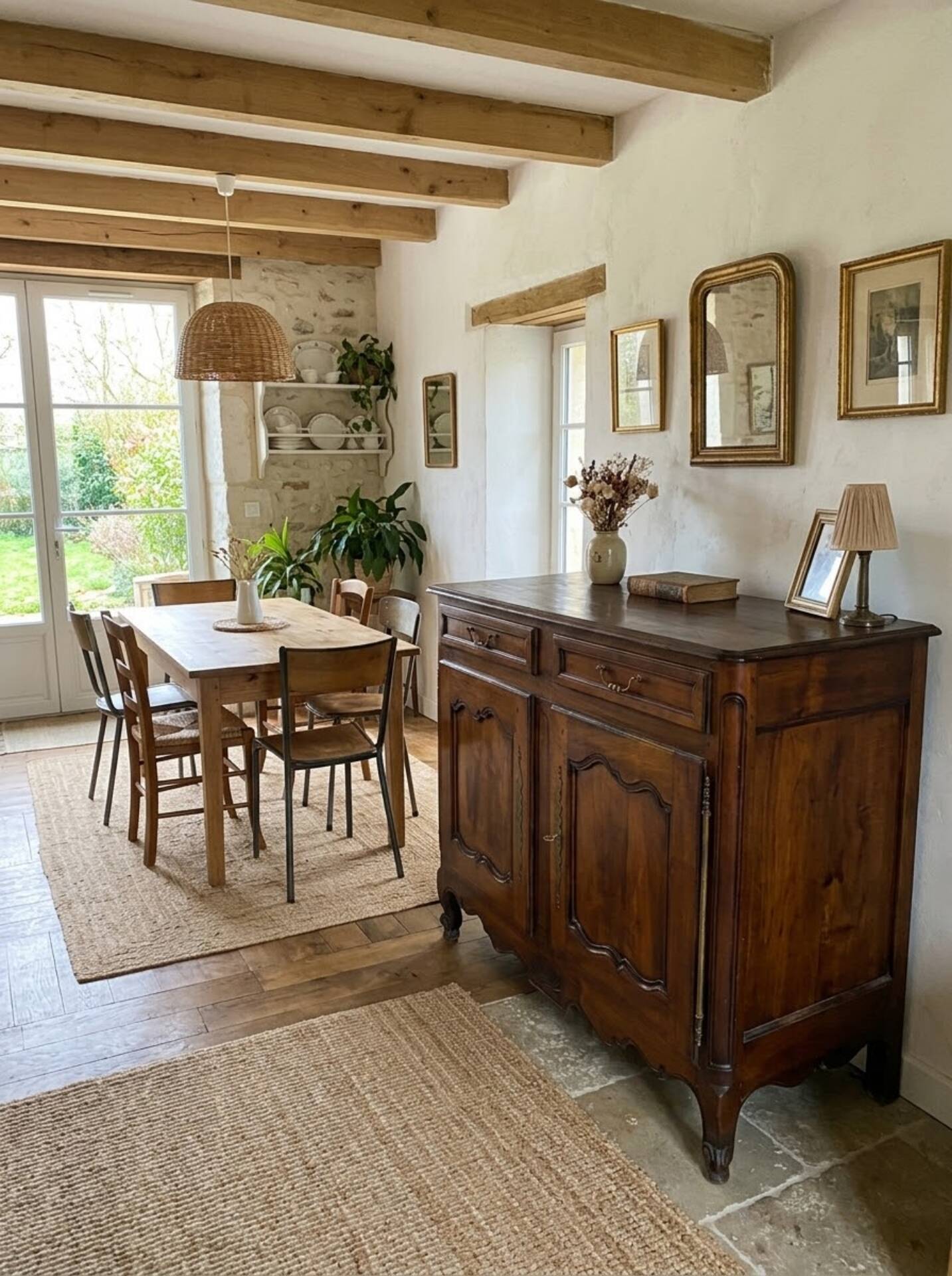 Buffet bas style Louis XV en merisier 