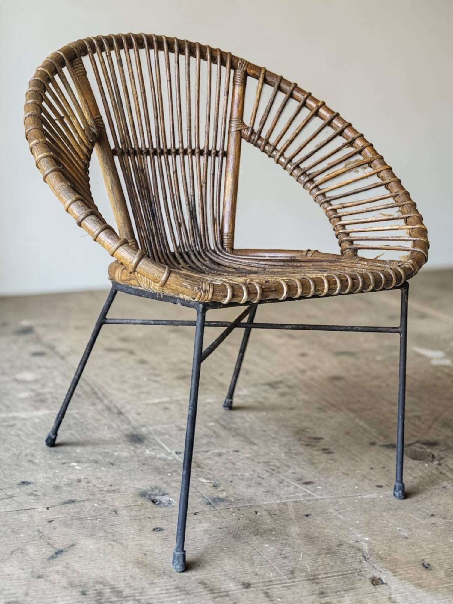 Paire de fauteuils en rotin, années 60