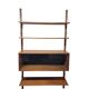 Teak shelving system with glass cabinet, marked made in Denmark, 1960.
