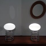 Opaline Glass and Chrome Table Lamps from Honsel, 1970s, Set of 2