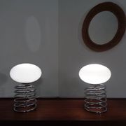 Opaline Glass and Chrome Table Lamps from Honsel, 1970s, Set of 2